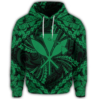 Hawaiian Map Kanaka Hibiscus Green Polynesian Hoodie - Polynesian Pride
