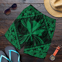 Hawaiian Map Kanaka Hibiscus Green Polynesian Men's Shorts - AH Art - Polynesian Pride