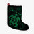 Hawaiian Map Kanaka Hibiscus Turtle Green Polynesian Christmas Stocking - AH Christmas Stocking 26 X 42 cm Black - Polynesian Pride