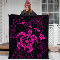Hawaiian Map Kanaka Hibiscus Turtle Pink Polynesian Premium Quilts - AH - Polynesian Pride
