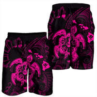 Hawaiian Map Kanaka Hibiscus Turtle Pink Polynesian Men's Shorts - AH - Polynesian Pride