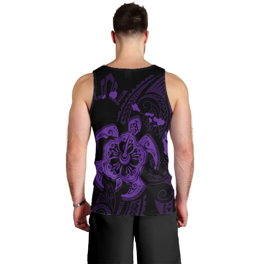 Hawaiian Map Kanaka Hibiscus Turtle Purple Polynesian Tank Top - AH - Polynesian Pride