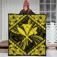 Hawaiian Map Kanaka Hibiscus Yellow Polynesian Premium Quilts - AH - Polynesian Pride