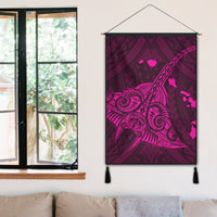 Hawaiian Map Kanaka Manta Ray Polynesian Hanging Poster Pink - AH - Polynesian Pride
