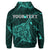 Custom Hawaiian Map Kanaka Manta Ray Polynesian Hoodie Turquoise - Polynesian Pride