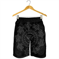 Hawaiian Map Kanaka Turtles Circle Style Gray Polynesian Men's Shorts - AH - Polynesian Pride