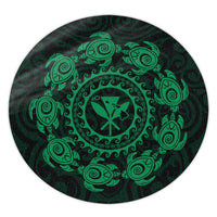 Hawaiian Map Kanaka Turtles Circle Style Green Polynesian Round Carpet - AH Round Carpet Luxurious Plush - Polynesian Pride