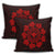 Hawaiian Map Kanaka Turtles Circle Style Red Polynesian Pillow Covers - AH - Polynesian Pride