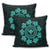 Hawaiian Map Kanaka Turtles Circle Style Turquoise Polynesian Pillow Covers - AH - Polynesian Pride