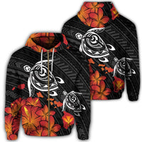 Hawaiian Map Kanaka Turtles Hibiscus Plumeria Zip Hoodie Unisex Art - Polynesian Pride