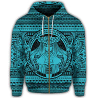Hawaiian Map Madame Pele Kanaka Plumeria Polynesian Zip Hoodie Blue - Polynesian Pride