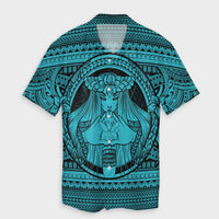 Hawaiian Map Madame Pele Kanaka Plumeria Polynesian Hawaiian Shirt Blue AH Unisex Black - Polynesian Pride