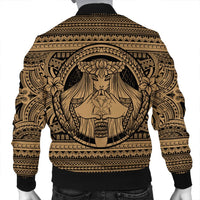 Hawaiian Map Madame Pele Kanaka Plumeria Polynesian Bomber Jacket Gold AH - Polynesian Pride