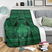 Hawaiian Map Madame Pele Kanaka Plumeria Polynesian Premium Blankets Green AH - Polynesian Pride