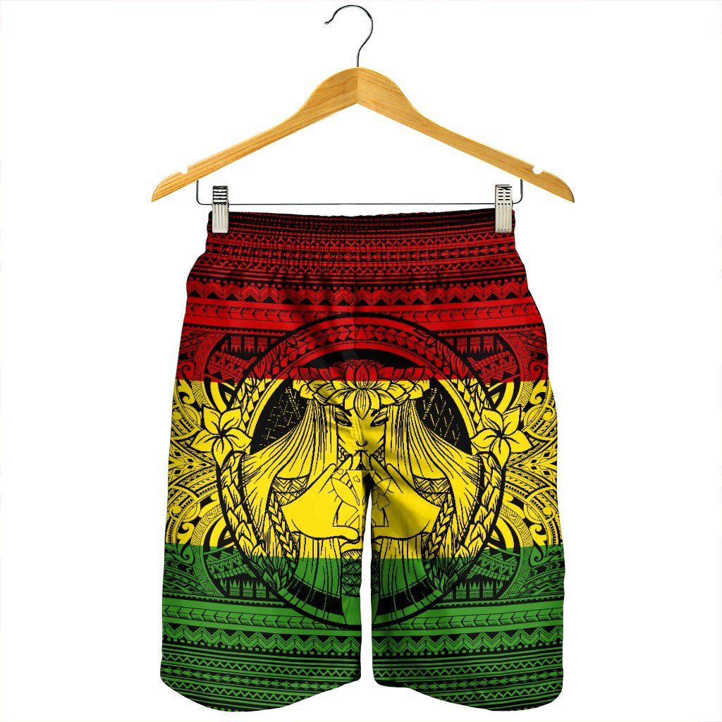 Hawaiian Map Madame Pele Kanaka Plumeria Polynesian Men's Shorts Reggae AH - Polynesian Pride