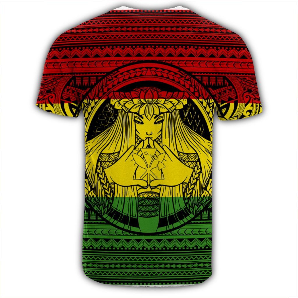 Hawaiian Map Madame Pele Kanaka Plumeria Polynesian T Shirt Reggae - Polynesian Pride