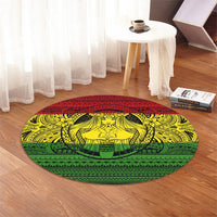 Hawaiian Map Madame Pele Kanaka Plumeria Polynesian Round Carpet Reggae AH - Polynesian Pride