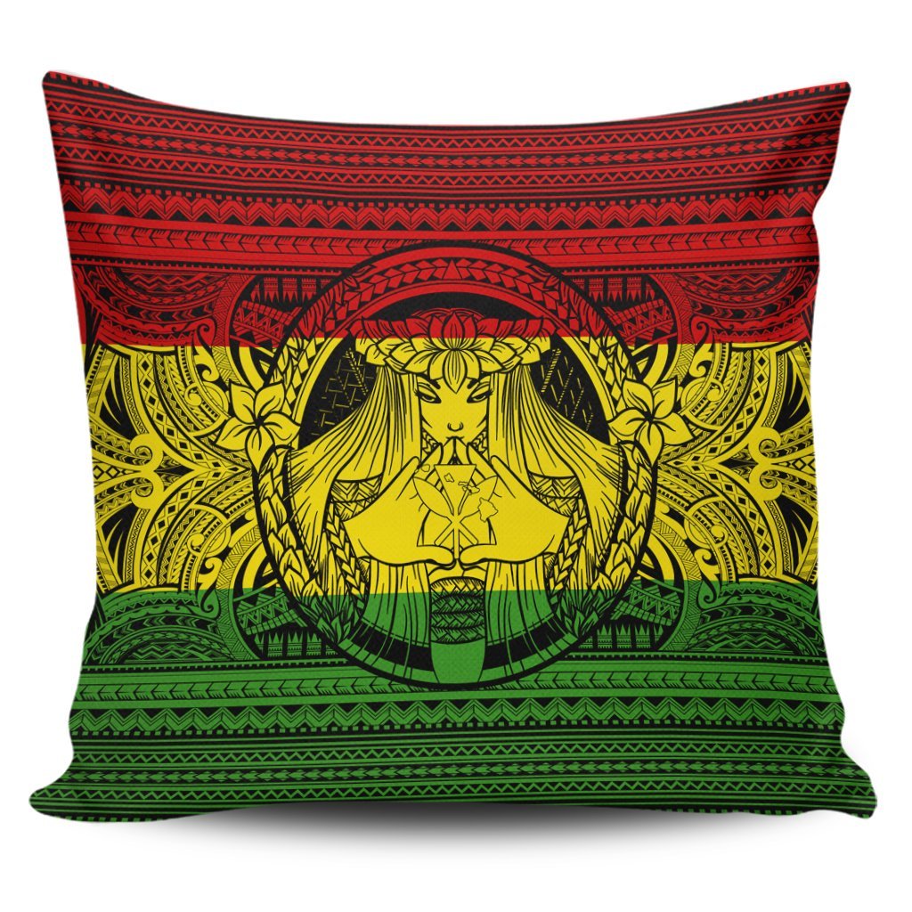 Hawaiian Map Madame Pele Kanaka Plumeria Polynesian Pillow Covers Reggae AH Pillow Covers Black - Polynesian Pride