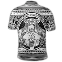 Hawaiian Map Madame Pele Kanaka Plumeria Polynesian Polo Shirt White - Polynesian Pride