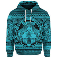 Custom Hawaiian Map Madame Pele Mauna Kea Plumeria Polynesian Hoodie Blue - Polynesian Pride
