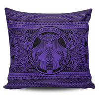 Hawaiian Map Madame Pele Mauna Kea Plumeria Polynesian Pillow Covers Purple AH Pillow Covers Black - Polynesian Pride
