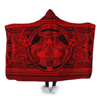 Hawaiian Map Madame Pele Mauna Kea Plumeria Polynesian Hooded Blanket Red AH Hooded Blanket White - Polynesian Pride