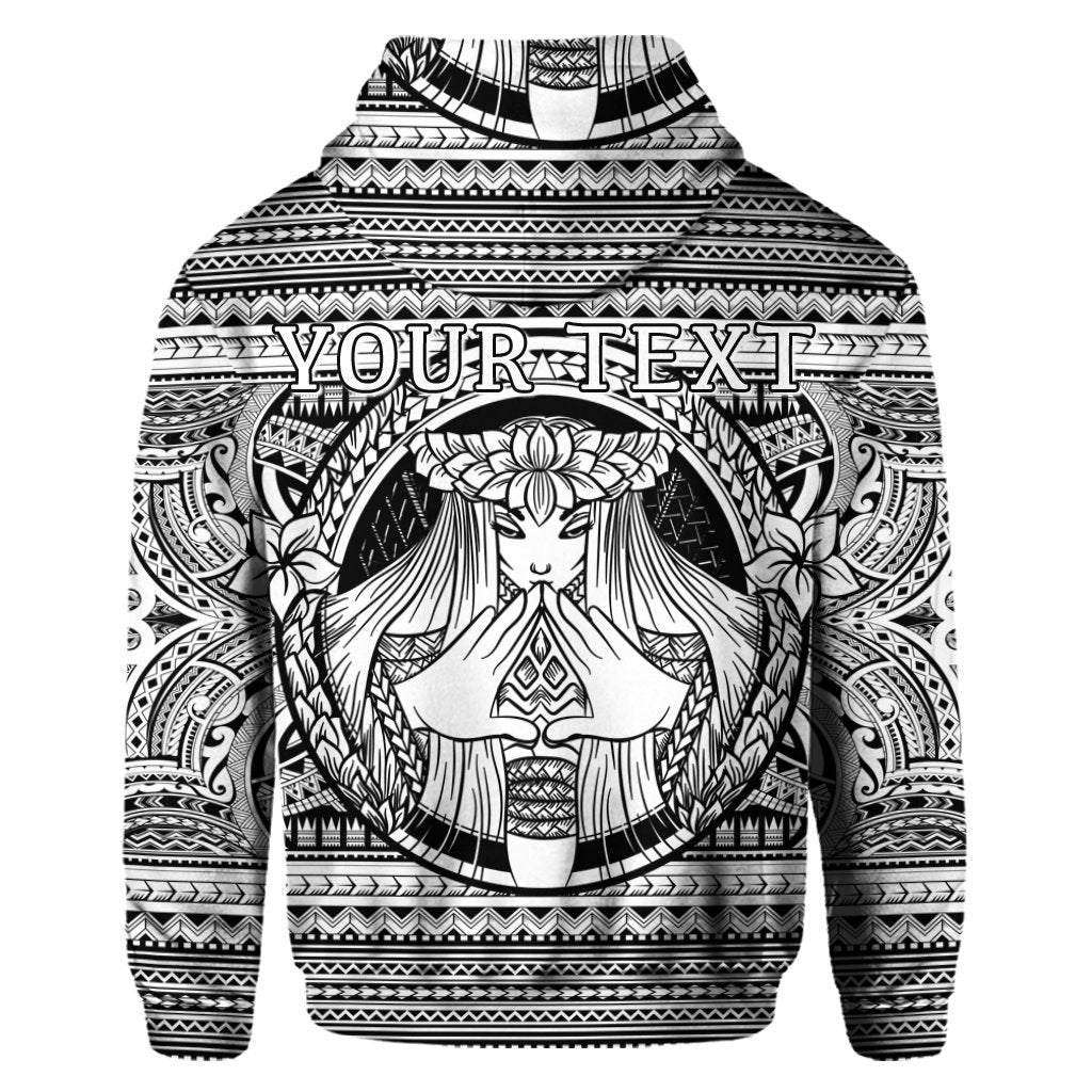 Custom Hawaiian Map Madame Pele Mauna Kea Plumeria Polynesian Hoodie White - Polynesian Pride