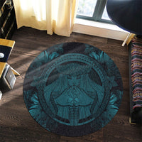 Hawaiian Map Madame Pele Polynesian Round Carpet Blue AH - Polynesian Pride