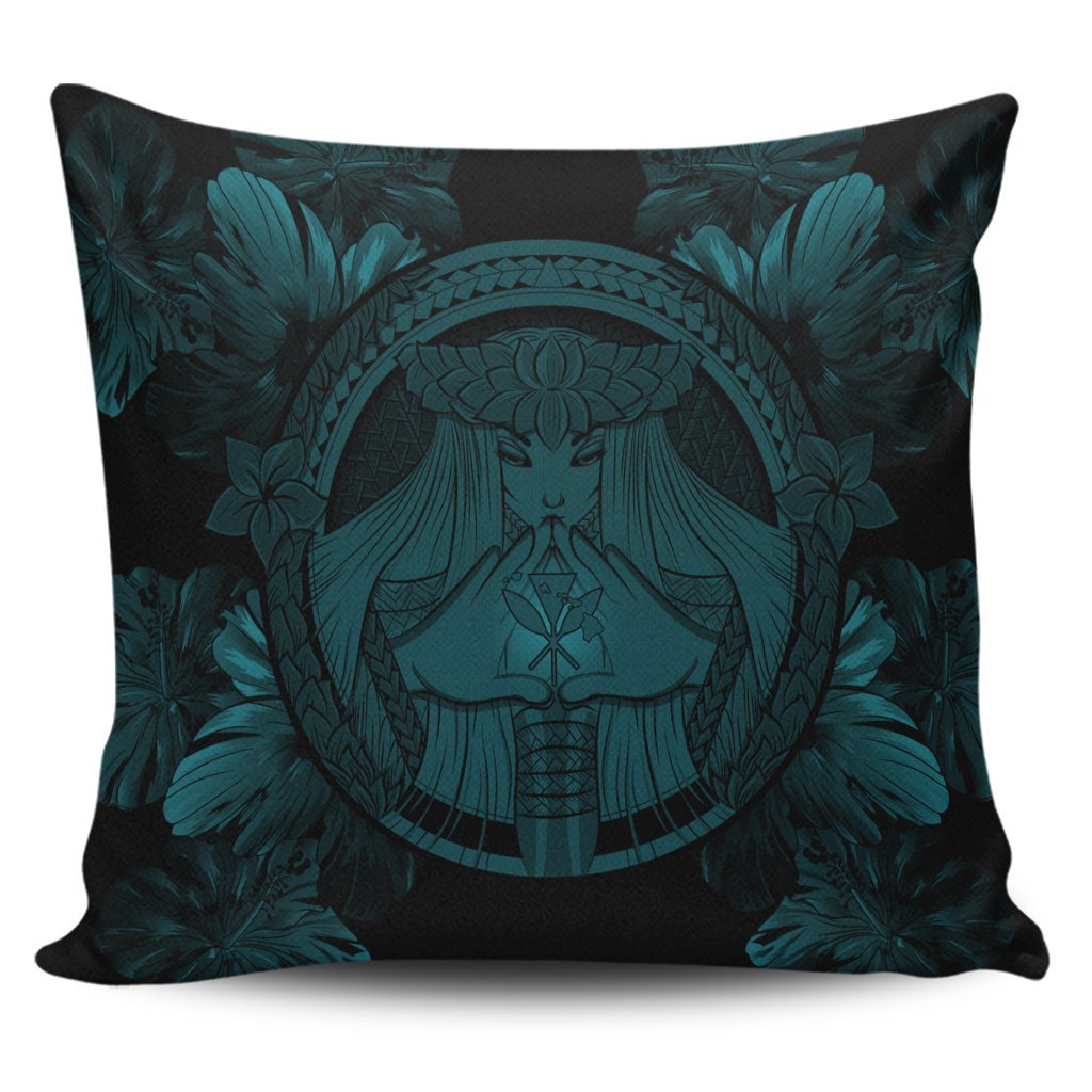 Hawaiian Map Madame Pele Polynesian Pillow Covers Blue AH Pillow Covers Black - Polynesian Pride