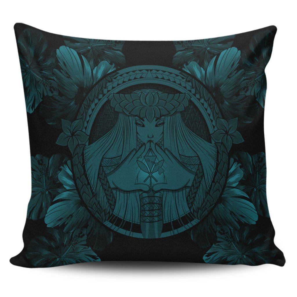 Hawaiian Map Madame Pele Polynesian Pillow Covers Blue AH Pillow Covers Black - Polynesian Pride