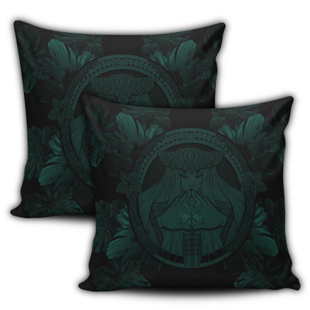 Hawaiian Map Madame Pele Polynesian Pillow Covers Dark Green AH - Polynesian Pride