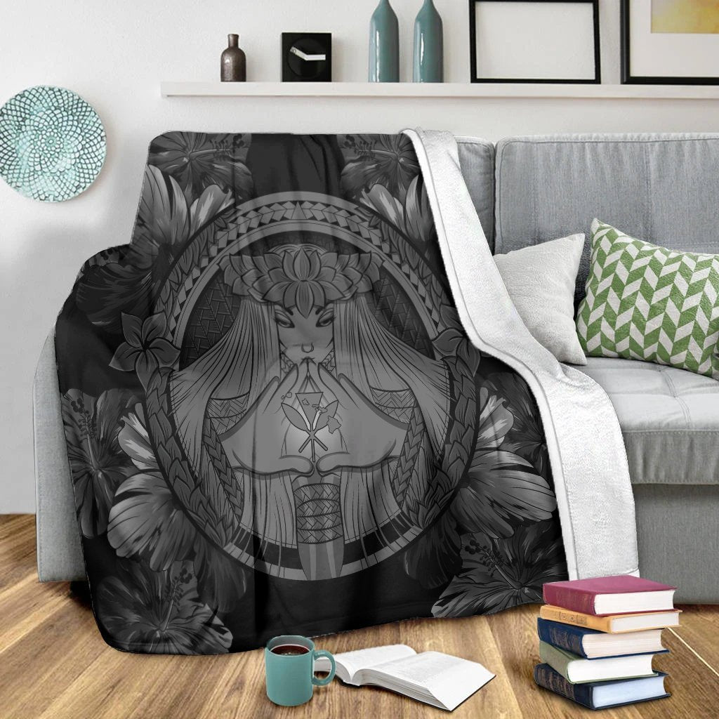 Hawaiian Map Madame Pele Polynesian Premium Blankets Gray AH - Polynesian Pride