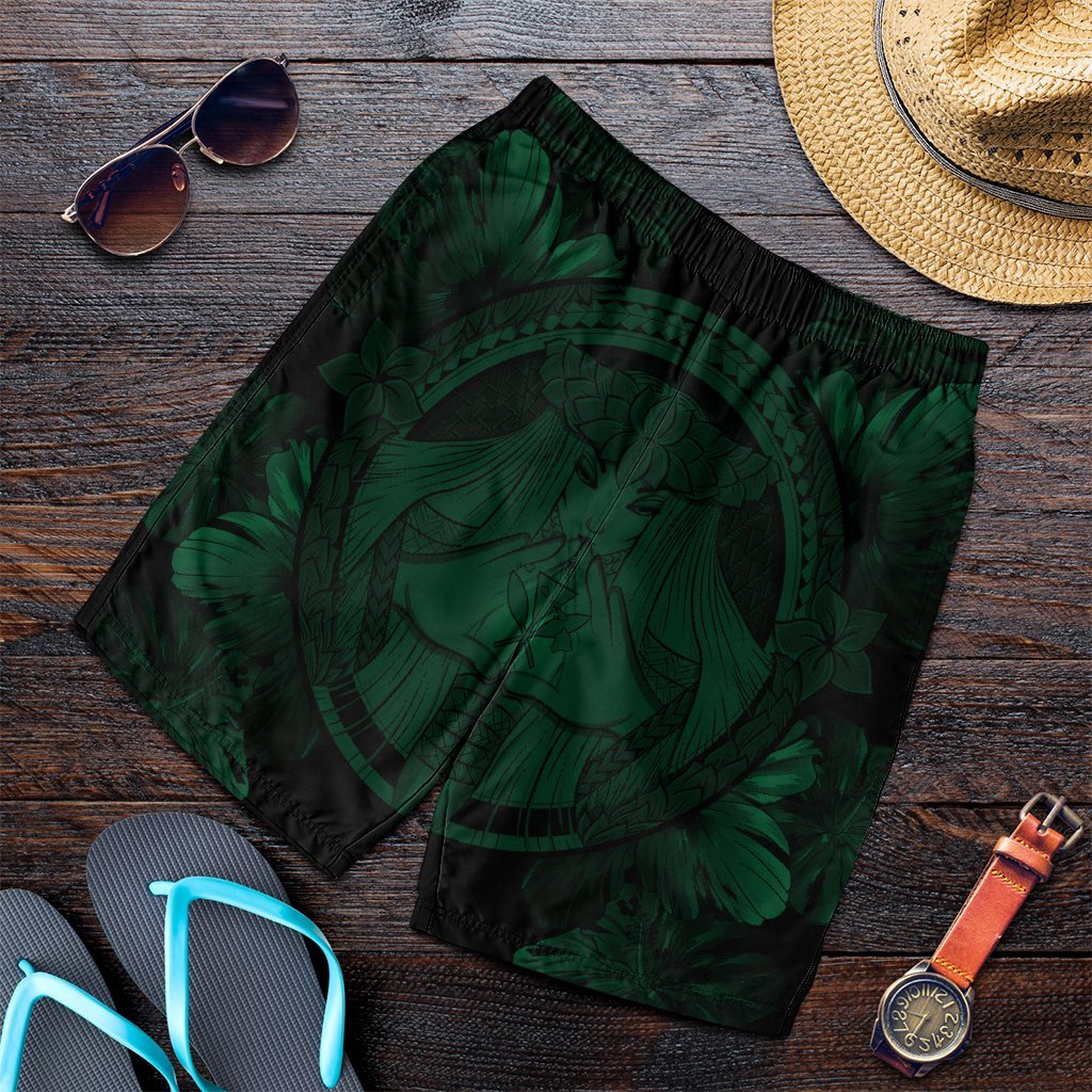 Hawaiian Map Madame Pele Polynesian Men's Shorts Green AH Art - Polynesian Pride