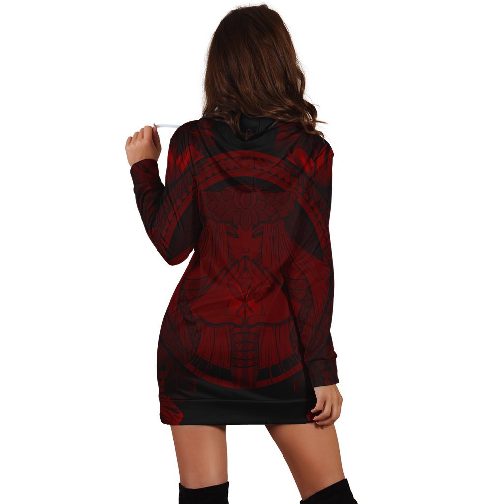 Hawaiian Map Madame Pele Polynesian Hoodie Dress Red AH - Polynesian Pride