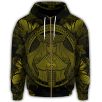 Hawaiian Map Madame Pele Polynesian Zip Hoodie Yellow - Polynesian Pride