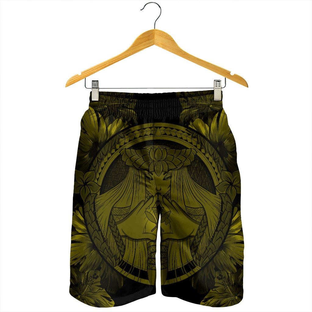 Hawaiian Map Madame Pele Polynesian Men's Shorts Yellow AH - Polynesian Pride