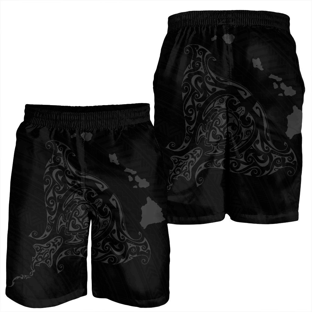 Hawaiian Map Manta Ray Gray Polynesian Men's Shorts - AH - Polynesian Pride