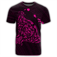 Hawaiian Map Manta Ray Pink Polynesian T Shirt - Polynesian Pride