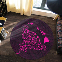 Hawaiian Map Manta Ray Pink Polynesian Round Carpet - AH - Polynesian Pride