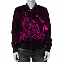 Hawaiian Map Manta Ray Pink Polynesian Bomber Jacket - AH - Polynesian Pride
