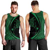Hawaiian Map Manta Ray Polynesian Tank Top - Green - Circle Style - AH - Polynesian Pride