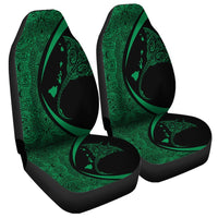Hawaiian Map Manta Ray Polynesian Car Seat Covers - Green - Circle Style - AH Universal Fit Black - Polynesian Pride