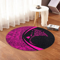 Hawaiian Map Manta Ray Polynesian Round Carpet - Pink - AH - Polynesian Pride