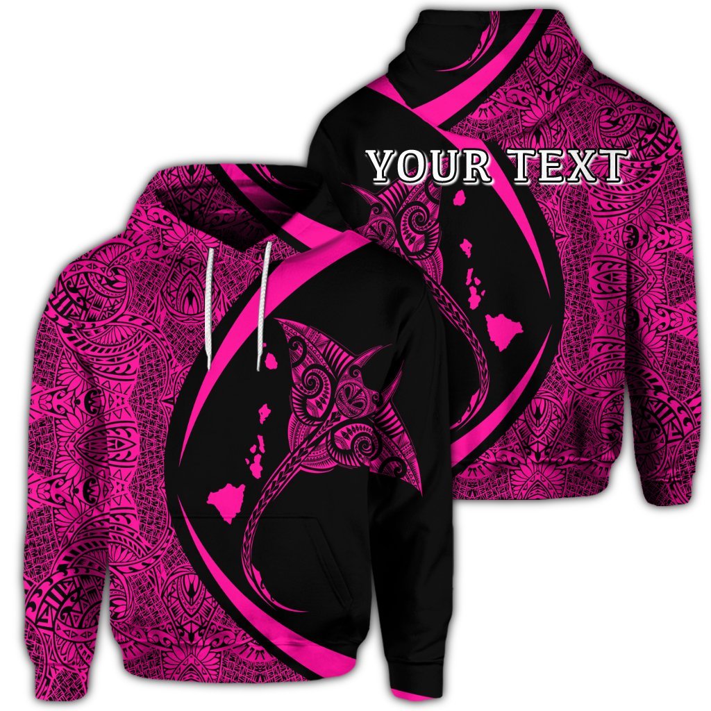 Custom Hawaiian Map Manta Ray Polynesian Hoodie Pink Unisex Art - Polynesian Pride