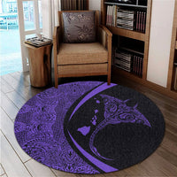 Hawaiian Map Manta Ray Polynesian Round Carpet - Purple - Circle Style - AH - Polynesian Pride