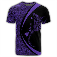 Hawaiian Map Manta Ray Polynesian T Shirt Purple Circle Style - Polynesian Pride
