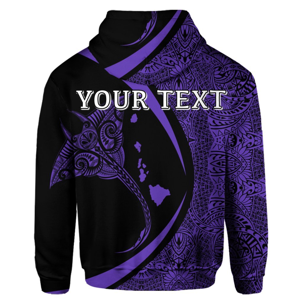 Custom Hawaiian Map Manta Ray Polynesian Hoodie Purple Circle Style - Polynesian Pride