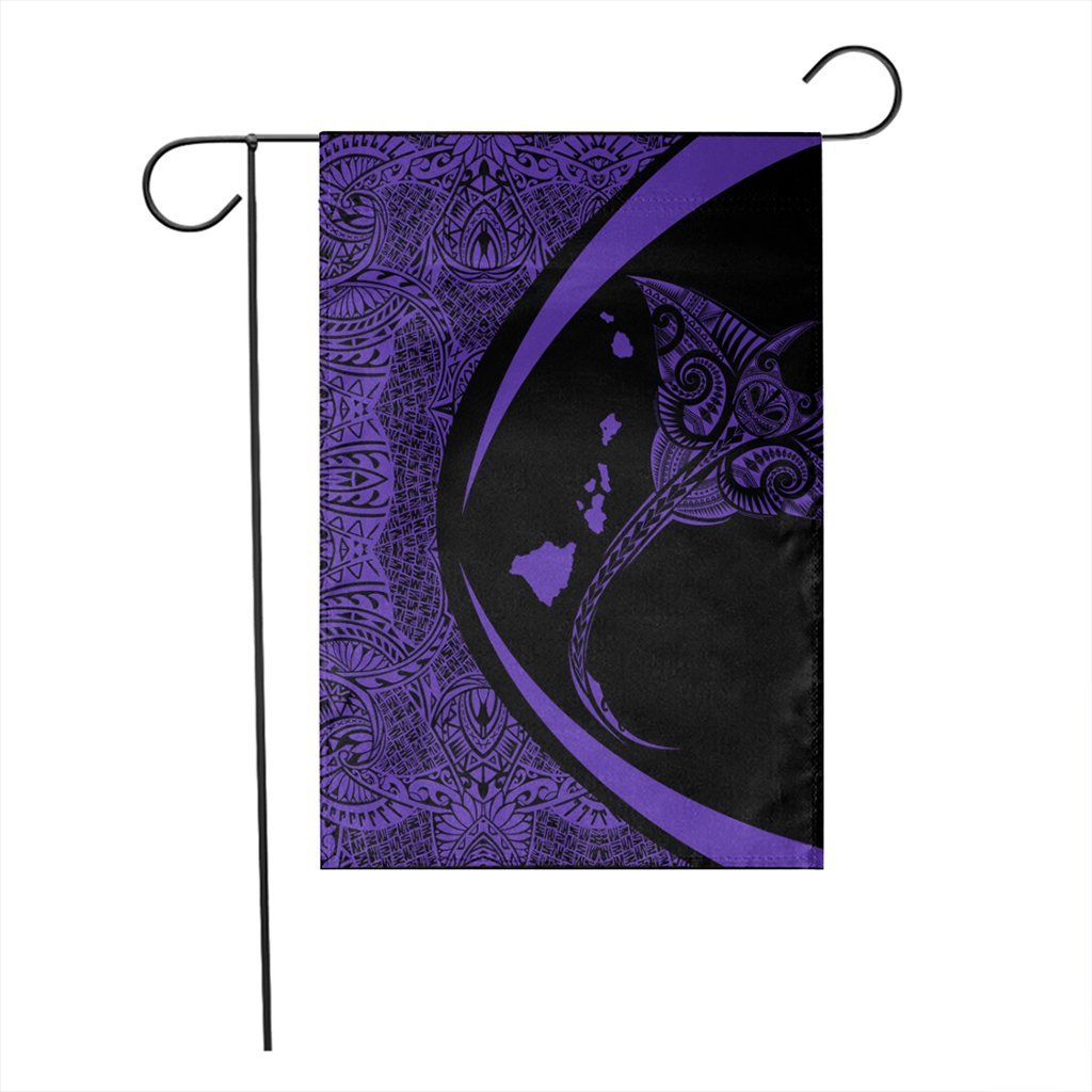 Hawaiian Map Manta Ray Polynesian Flag - Purple - Circle Style - AH - Polynesian Pride