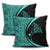 Hawaiian Map Manta Ray Polynesian Pillow Covers - Turquoise - Circle Style - AH - Polynesian Pride