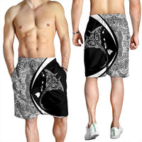 Hawaiian Map Manta Ray Polynesian Men's Shorts - White - Circle Style - AH - Polynesian Pride